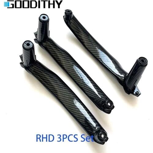 New LHD RHD Carbon Fiber Inner Door Handle Auto Interior Accessories 3PCS Set ForBMW X5 X6 E70 E71