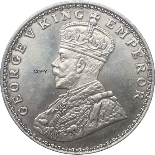 East India Coin 1935 GEORGE V KING EMPEROR One Rupee Brass Silver Plated Copy Coins