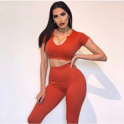 Patchwork Knitting Seamless Running Sets Women Crop Top & High Waist Leggings 2 Pcs Sports Suits Women Clothing