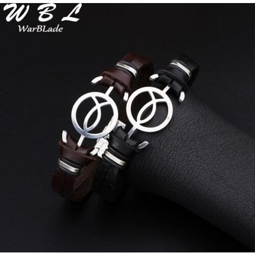 WBL 2019 New Anchor Bracelet Bangles stainless steel Braided Leather Bracelet For Women Men Wristband Charm Jewelry Vintage