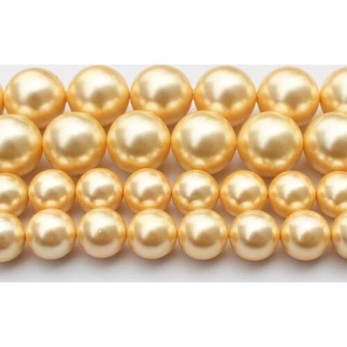 Shell Pearl Gold Yellow 6-20mm Round Loose Beads 15"/38cm,For Jewelry making, can mixed wholesale