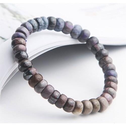 9mm Genuine Natural Sugilite Gems Stone Abacus Marquise Crystal Bead Stretch Woman Bracelet