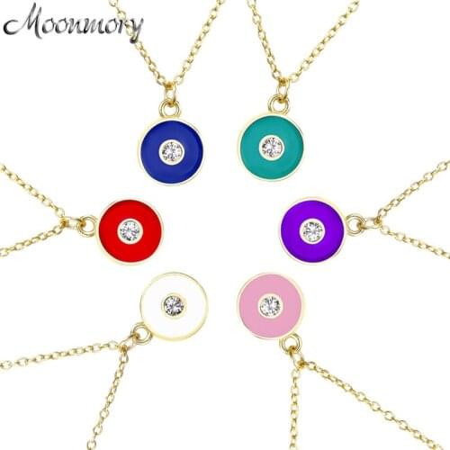 Moonmory 925 Sterling Silver Colorful Enamel Pendant Necklaces For Women CZ White Crystal Fruit Sugar Color Jewelry Wholesale