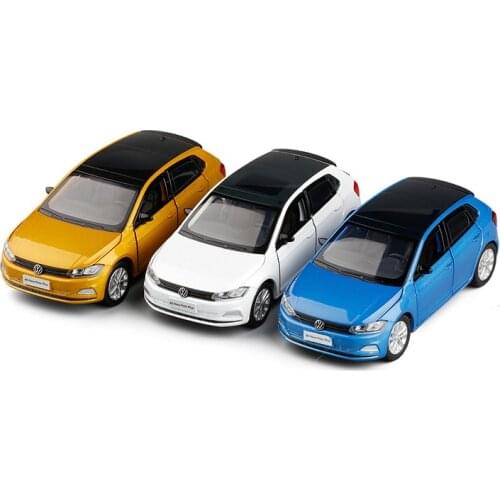 1/32 Jackiekim For VW POLO PLUS Diecast MODEL CAR Toys kids Gifts Sound light Pull back Blue/White/Gold