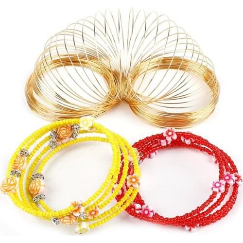 100Loops/Pack 0.6mm Silver Gold Memory Beading Steel Wire Beading Wire For DIY Jewelry Bangle Bracelet Making Accessories Supply