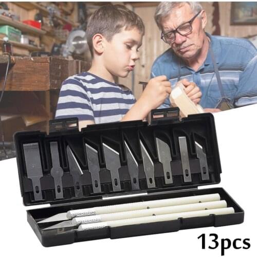 13pcs/Set Blades Craft Artwork Cutting Knife DIY Carving Knife Stencil Scoring Hobby Chisel Model Repairing Sculpture Carver Set