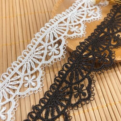 15yd Delicate Earring lace Accessories White Black Embroidered Lace Fabric Sewing DIY Water Soluble Trim Applique Clothing Decor