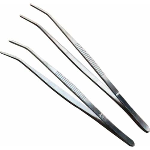 5Pcs Stainless Steel Dental Examination Hygiene Tweezers Elbow Forceps With Anti-slip Lines Teeth Health Care Accessoies 6.3"