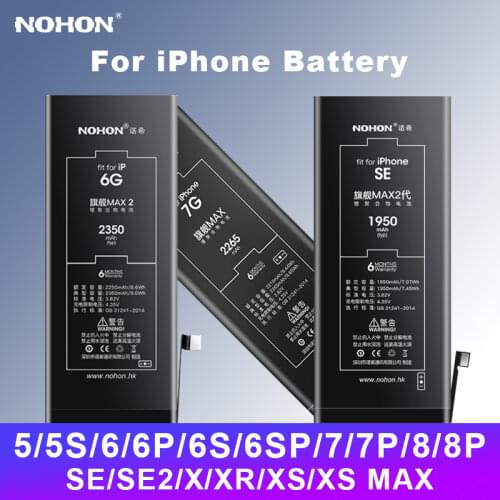 NOHON Battery for iPhone SE 6 7 8 6s Plus 5 5S 4 Bateria for iPhone X XR XS Max Phone Battery Free Tools