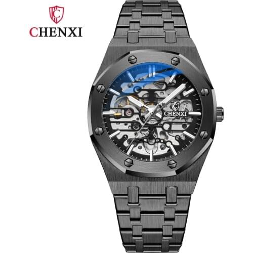 CHENXI Automatic Mens Watches Top Brand Mechanical Tourbillon Wrist Watch Waterproof Business Stainless Steel Sport Mens Watches