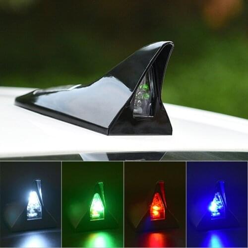 Shark-fin Design Solar Automobile Antenna Light Anti Collision Anti-Rear-End Universal LED Car Warning Lamp Car Roof Decoration