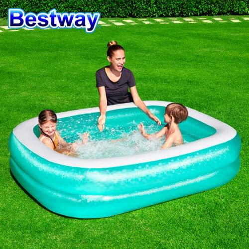 Bestway 54005 Easy Set Up Rectangular Family Pool Size 2.01m*1.50m*51cm Inflatable Gartenpool Indoor Swimming Pool for Kids bath