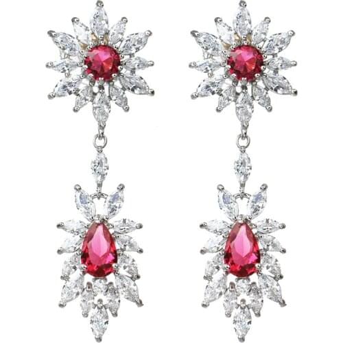 Bettyue Ingenious Design Flower Shape Muliticolor Cubic Zircon Delicate Long Earring Female Banquet Fashion Decoration Wedding