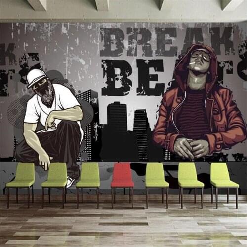 Milofi custom large wallpaper mural photo decoration painting dancing youth street dance graffiti background wall painting