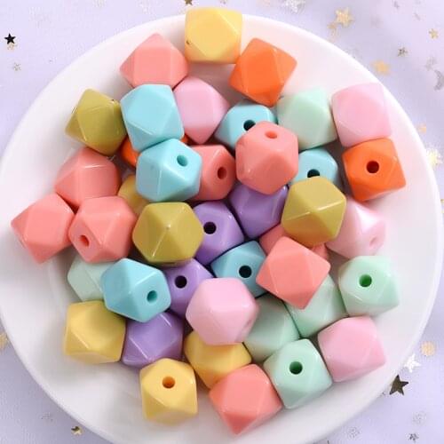 10-30Pcs Acrylic Beads Mixed Color Smooth Polygon Shape Loose Spacer Beads for Necklace Diy Making Bracelet Crafts Accessories