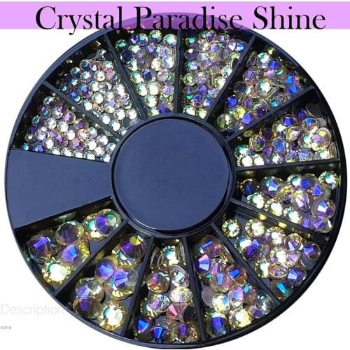 1 Black Wheel 1.5mm/2mm 3mm 4mm size Round AB Crystals/ Paradise Nail Rhinestones Nail Jewelry Nail Decorations