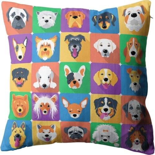 Throw Pillow Case Background Dogs Icon Flat Decorative Pillow Case Home Decor Square 20x20 Inch