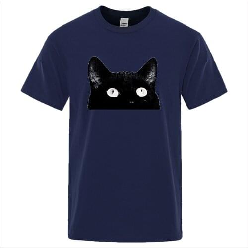 Black Cat Head Cartoon Printed Man T-shirts Oversized Breathable Top Crewneck Vintage Tee Shirts Male Comfortable Summer T-shirt