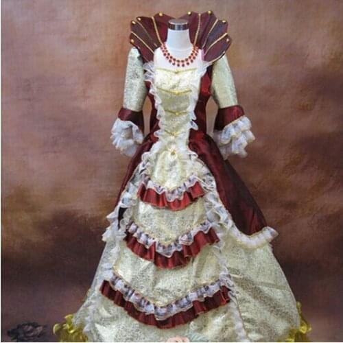 GT002) Hot Sale Lolita Gothic Renaissance Medieval Long Court Costume Halloween Princess Luxury PartyCosplay