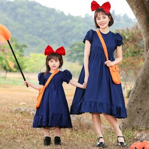 Cotton Kikis Deliery Service Costume Cosplay Cute Bule Dress Girl Woman Party Dress Costumes