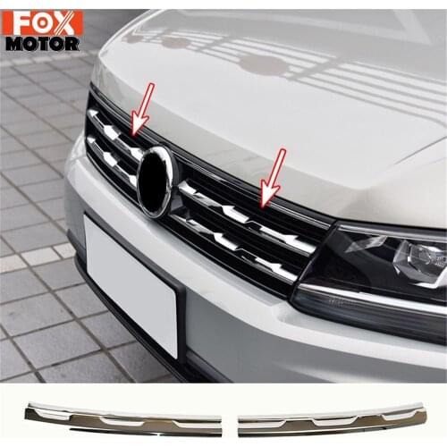 For VW Tiguan Mk2 2016 2017-2020 Chrome Front Mesh Grill Bumper Cover Trim Insert Bonnet Garnish Molding Styling Guard Protector