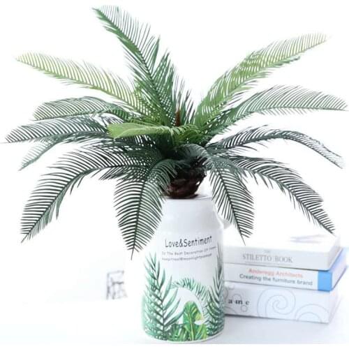 48cm9 Fork Artificial Green Plants Plastic Iron Tree Bunch Tropical Palm Tree Monstera Leaf Home Hotel Wedding Decoration Props