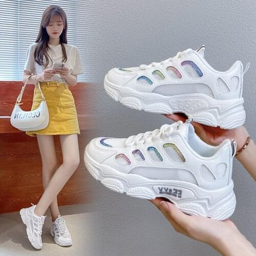 Women Casual Shoes Fashion Breathable Mesh Sneakers Gym Vulcanized Shoes Trendy Platform Running Shoes Fitness Shoes