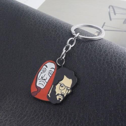 La Casa De Papel Salvador Dali Mask Keychains Money Heist The House of Paper Coosplay Key Chains Halloween Keyring Jewelry Gift
