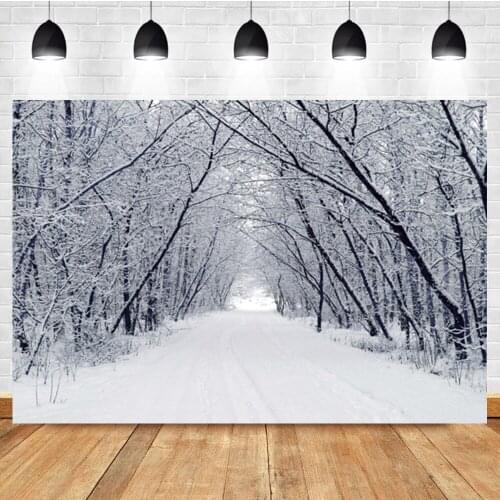 Laeacco Winter Christmas White Snow Bent Branches Birthday Decor Portrait Photo Background Photography Backdrop For Photo Studio