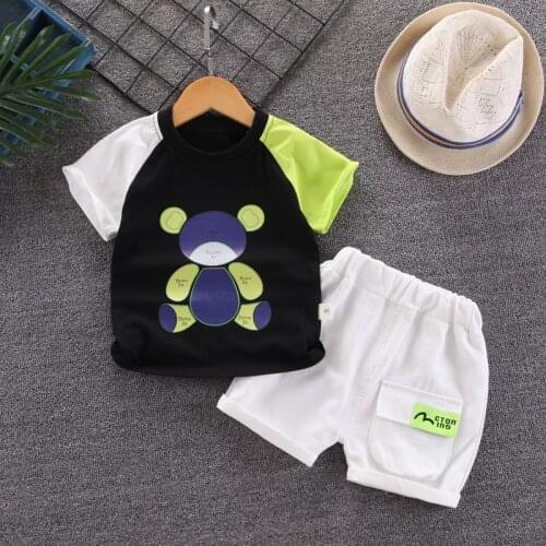 Summer Baby Boys/Girls Clothing Sets Cartoon Bear Tops T-Shirt+Shorts 2pcs Infant Outfits Kids Clothes Fashion Tracksuit Suits