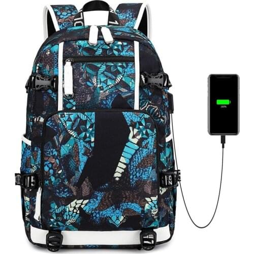 Fashion Waterproof Backpacks Oxford Printed USB Travel Backpack Students School Bags for men casual wild style Shoulder Bags