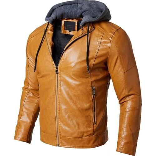 Mens Winter Fleece PU Jackets Outwear Coats Biker Jacket Faux Leather Jacket Males Casual Thick Zip Up Autumn Motorcycle Coat
