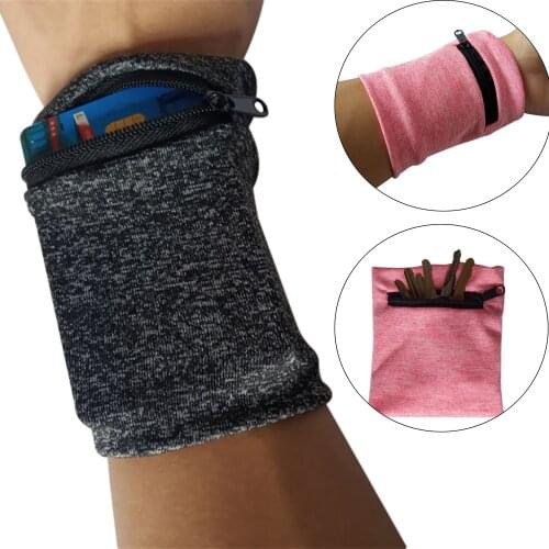 Man Wrist Wallet Pouch Band Fleece Zipper Running Gym Cycling Safe Sport Wrist Band Bag Coin Key Storage Lightweight Gray Black