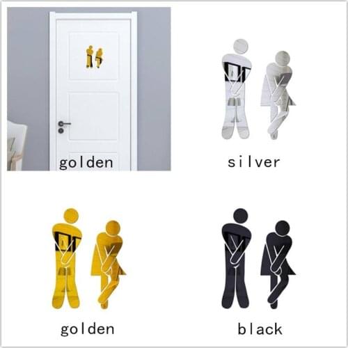 WC Wall Sticker Restroom Man Woman Washroom Toilet Sticker Family DIY Decor Mirror Sticker Home Decor For Bathroom