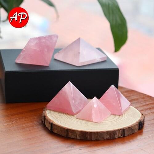 1pc Natural Pink Crystal Pyramid Rose Quartz Chakra Repel Evil Home Decor Guard Gemstone Energy Purify the Mind Energy Mineral