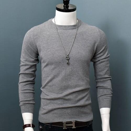 2021 Autumn and Winter New Men O Neck Pullover Sweater Fashion Solid Color Thick and Warm Bottoming Shirt Male Brand Clothes