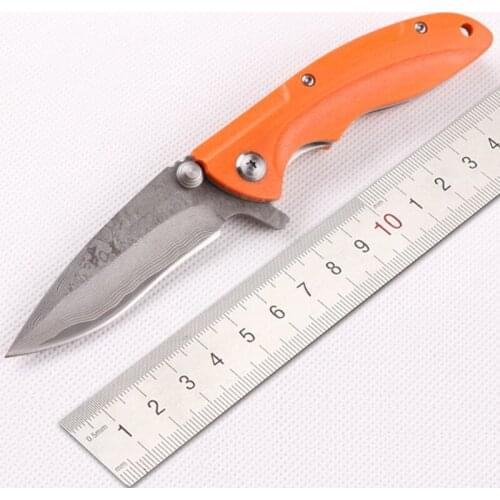 Free shipping New style folding knife outdoor Damascus steel knife tools g10 handle Exquisite gift knife