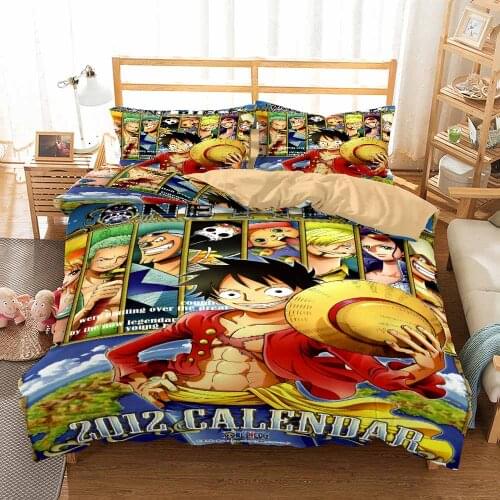 One Piece Bedding 3D Printing Cotton 3-piece Set Luffy ACE Quilt Cover Pillow Case Duvet Cover Bedding Set