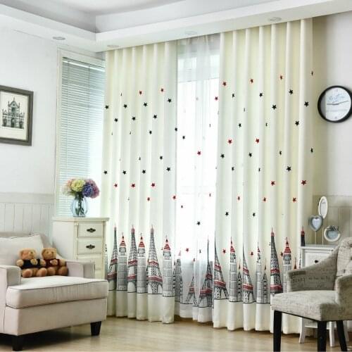 Window Curtains for Kids Living Room Bedroom Modern Pattern With Star Castle Tulle Blackout Curtains for Window Decoration