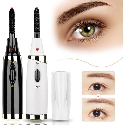 Mini Heated Eyelash Curler Electric Mascara Long Lasting Eye Lashes Curling Cosmetic Beauty Instrume Eyelash Styling Makeup Tool
