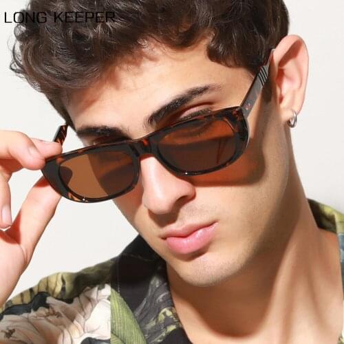 LongKeeper Rectangle Sunglasses Women Men Fashion Retro Small Sun Glasses Female Black Leopard Glasses Vintage Shades UV400