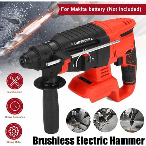Handheld Brushless Cordless Rotary Hammer Impact Drill Rechargeable Electric Hammer Drill Impact Function for 18V Makita Battery