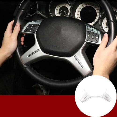 Silver Carbon Fiber Look Inner Steering Wheel Cover Trim For Mercedes Benz C Class W204 S204 2011-2013 1pcs Car Decoration