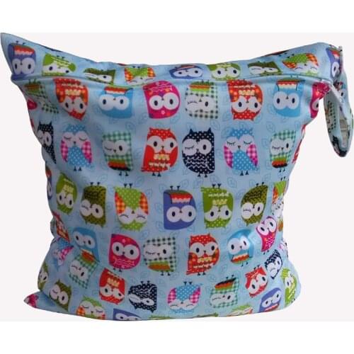 Baby Diaper Bags Printed Double Zippered Wet/Dry Bag Waterproof Wet Cloth Diaper Backpack Reusable Diaper Cover