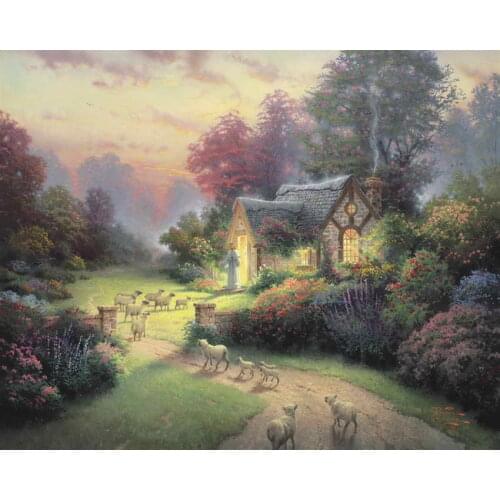 The Good Shepherd Cottage Thomas Kinkade HD Canvas Print Living Room Bedroom Wall Pictures Art Painting Home Decoration
