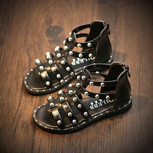Students Fashion Girl Shoes 2020 New Sandals Rivet School Hollow Summer Older Children Roman Style