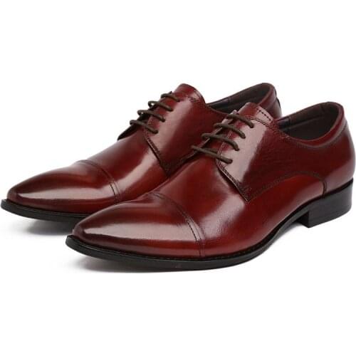 Pointed Toe Business Dress Men Shoes Genuine Leather Wedding Shoes European American Mens Office Career Work Shoes Size 37-44