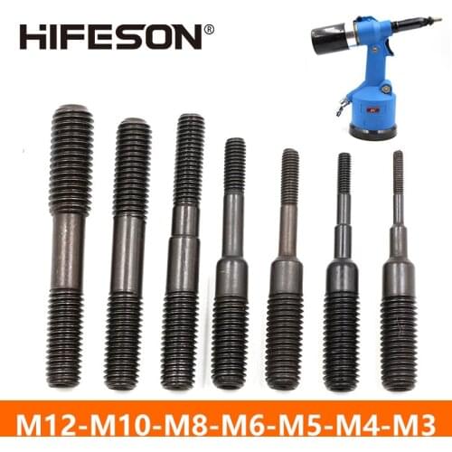 HIFESON M3 M4 M5 M6 M8 M10 M12 Pull Rod for Pneumatic Automatic Rivet Nut Gun Adapter Head Nut Riveter Tool Accessories