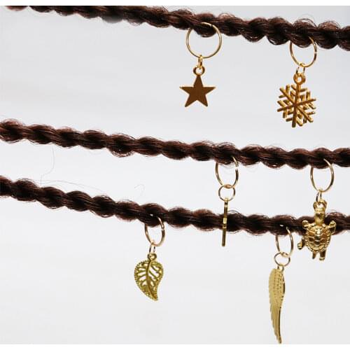 Cute Twist Braid Hair Ornament Leaf Shell Stars Hair Ring Hoop Personality Braid DIY Pendant Hair Accessories for Women Girls