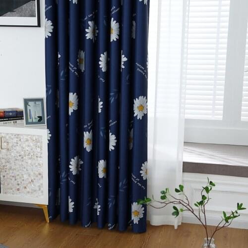 Modern Printed Sunflower Curtain Living Room Floral Window Blind Screening Sheer Bedroom Drapes Water Ripple Curtains